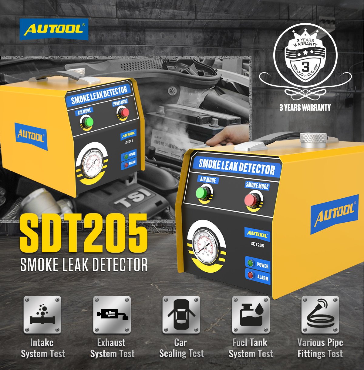 AUTOOL SDT205 Car Smoke Leak Detector